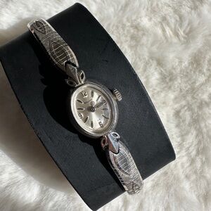Bulova Silver Vintage Watch with Ornate Metal Band
